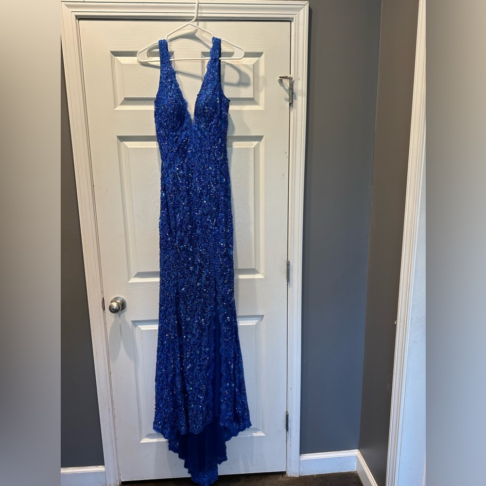 Johnathan Kayne Size 8 Blue sequin Prom Formal Homecoming dress